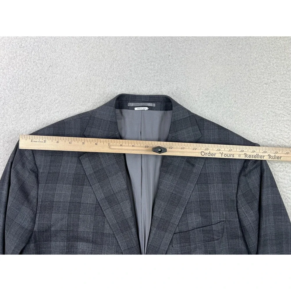 Atelier Munro Mens 48L Gray Check Loro Piana Wool 2 Button Suit Jacket Blazer